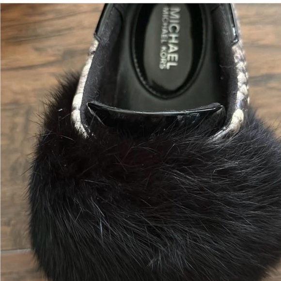 Michael Kors Black and Tan Fur-Trimmed Sneakers - Picture 4 of 4
